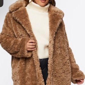 Forever 21 plus size plush teddy coat lined